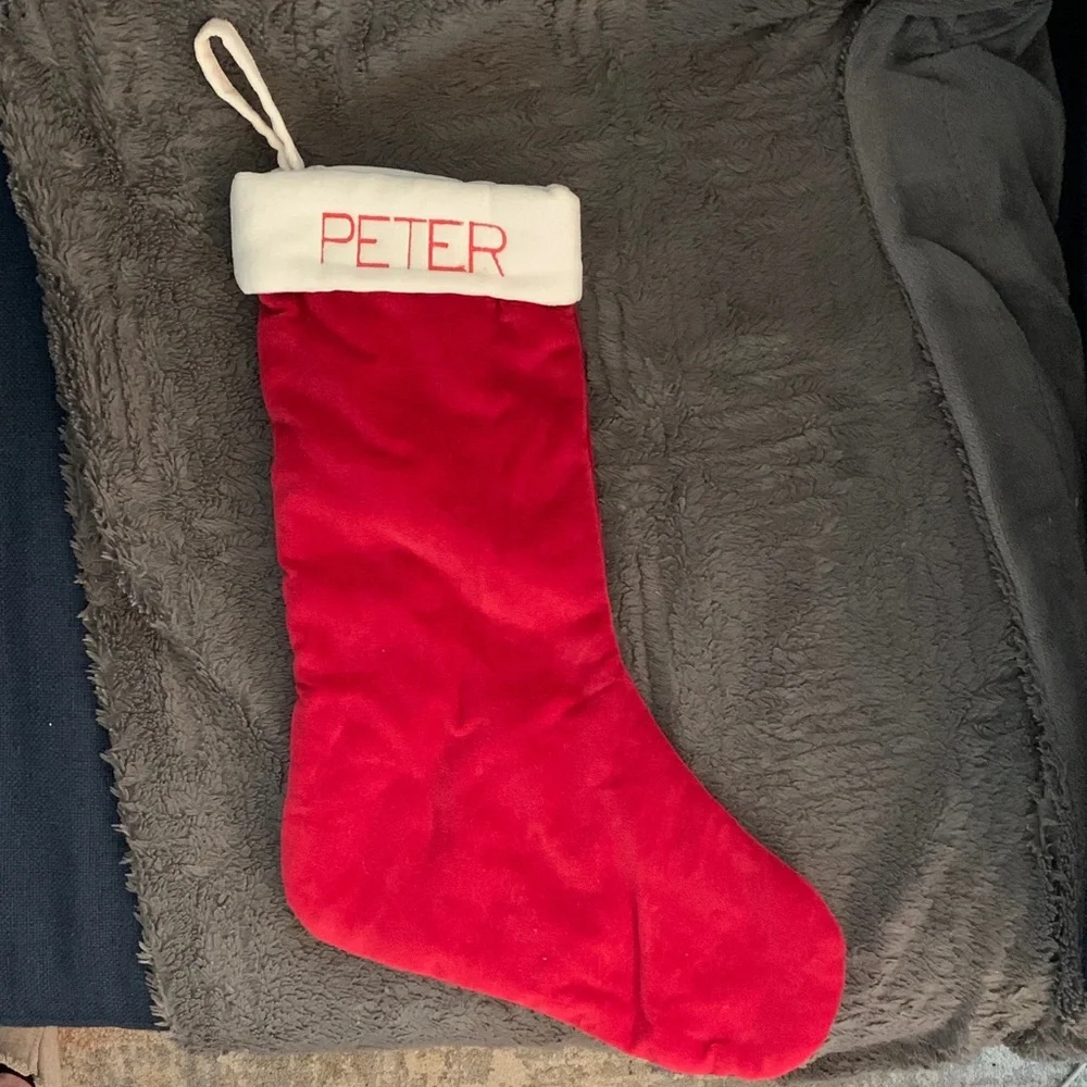 West Elm Red and White Holiday Stocking